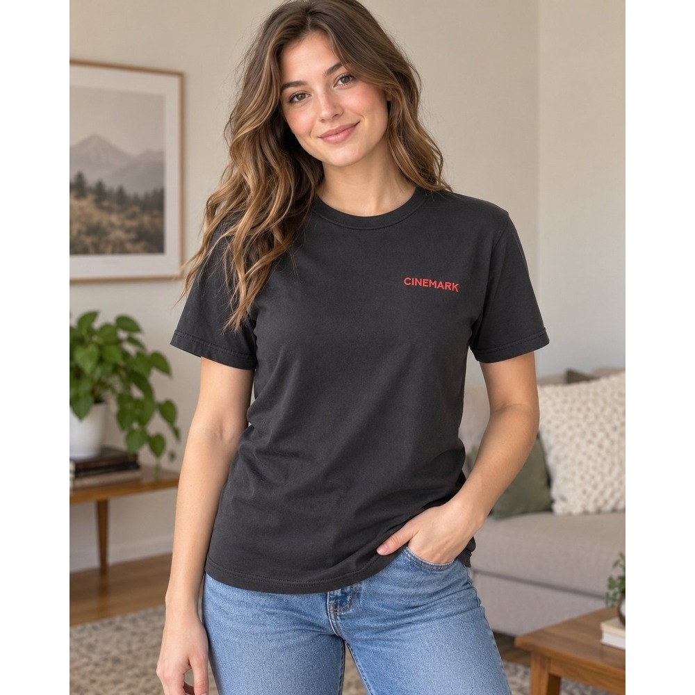 Cinemark Black Graphic T-Shirt Size Medium Next Level Apparel Movie Theater Tee